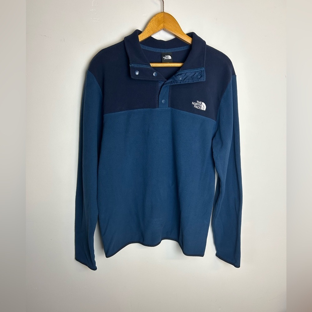 The North Face Fleece Snap Button Sweatshirt Navy Blue‎ Cabincore Outdoor Men M